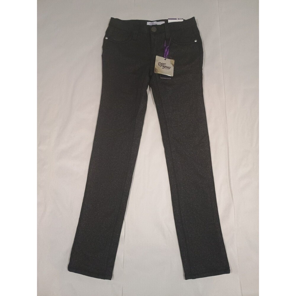 Vigoss Girls Black Glitter Sparkle Skinny Jeans Size 12 Stretch NWT